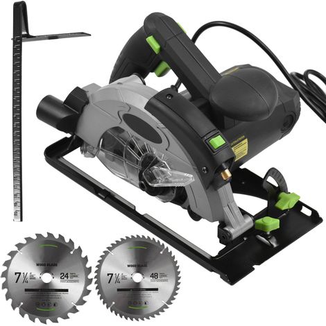 Beyamis Scie circulaire filaire 12A 184mm - 5500tr/min 2 lames coupe bûches (1/5)