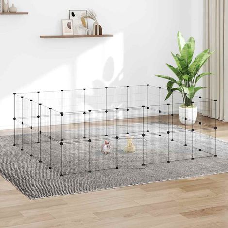 vidaXL Jaula para mascotas de 44 paneles puerta acero negro 210x175x70 cm (1/5)