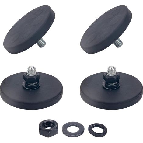 Lot de 4 aimants caoutchoutés, 22 mm, forte adhérence, force d'adhérence de 3,5 kg, avec filetage extérieur M4, aimant avec trou, aimant avec filetage, aimant à visser, aimant caoutchouté, vis (1/5)