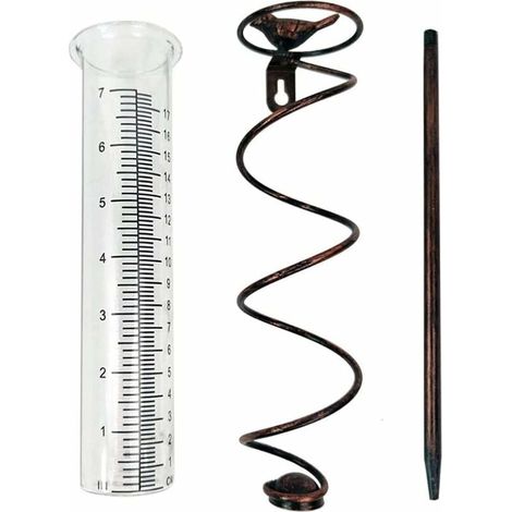 Pluviómetros con registro de precipitaciones, de gran capacidad, de metal y vidrio, con espiral, exquisita figura de pájaro pequeño para decoración de jardín al aire libre. (1/5)