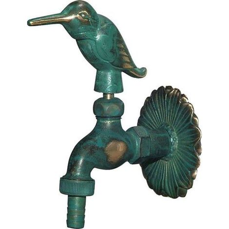 Schlösser Armaturen NOSTALGIE-AUSLAUFVENTIL, MIT SV MOTIV:VOGEL, DN15, 1/2", MS-PATIN.