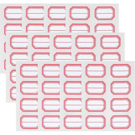 12 feuilles d'étiquettes autocollantes, étiquettes autocollantes simples pour marqueur, étiquettes de prix manuscrites pour la maison, le bureau et l'école-3.3X2.3cm-Red
