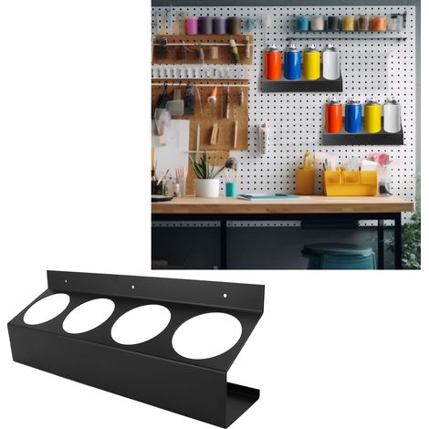 Porte-bombes aérosols mural Organiseur en fer 4 places pour garage atelier commerce - Installation facile + durable [Solution de rangement] (1/5)