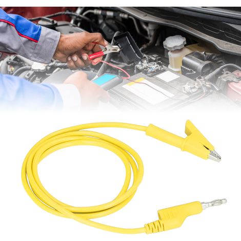 Câble de Test Flexible avec Pinces Crocodile et Fiches Banane 4mm Jaune pour Mesures Électriques J.70035‑1 (1/5)