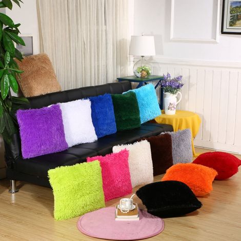 Housse De Coussin - Velours Doux Et Moelleux - 43 X 43 Cm - Fermeture Zippée Cachée - Pour Canapé Chambre Salon - 1 Pièce (1/5)