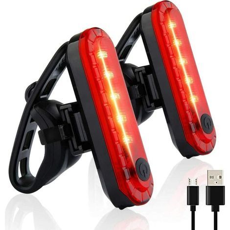 Luz para bicicleta recargable vía USB, luz delantera, 4 modos de luz, recargable, potente, impermeable, resistente a los golpes, luz delantera LED (1/5)