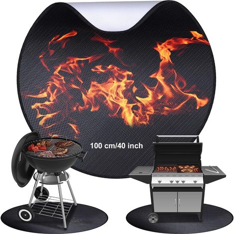 sous-Couche Ronde résistante au feu  100  100cm Tapis de Protection Contre la Chaleur pour Barbecue  Plaque Pare-étincelles  pour barbecues, poêles à Bois, Sol, pelouse, etc. (1/5)