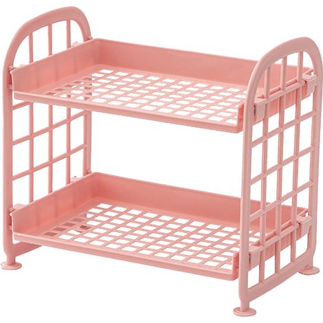 Organisateur de Bureau 2 Niveaux - Plastique Robuste - Étagère de Comptoir Minimaliste pour Cosmétiques et Bijoux, 21.5x14x20.5cm (1/5)