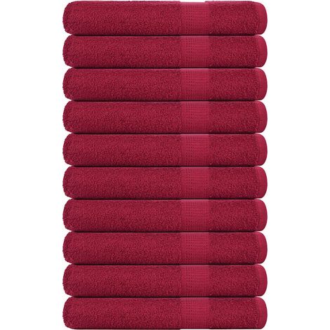 vidaXL Handtücher 10Stk. Bordeauxrot 100x200cm 360 g/m² 100% Baumwolle