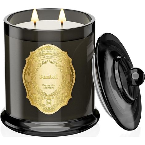 Duftkerze Santal im Glas, 360g Sojawachs, 70h Brenndauer, 2-Docht