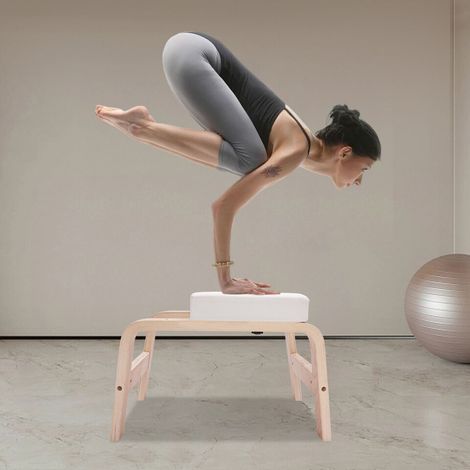 Senderpick – Banc de yoga pour posture sur les mains – Capacité 200 kg – Fabriqué en PU et bois massif – Coussin confortable et bords lisses (1/5)