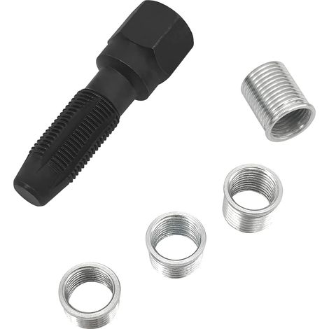 Kit di riparazione filettature candele M14 x 1,25 da 5 pezzi, kit di filettatura testata cilindro, strumento di filettatura candele, strumento di riparazione filettature cilindro da 14 mm (1/2)