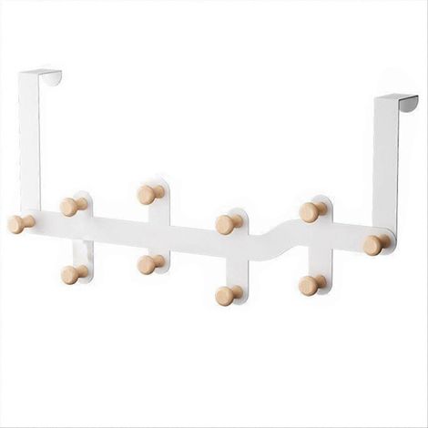 Crochets en bois x10 pour porte, support mural salle de bain, organiseur domestique noir, patère adhésive sans perçage (1/5)