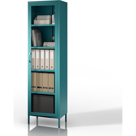 Vitrine de salon LUIGI 500 x 1800 x 350 mm, Moderne : azure
