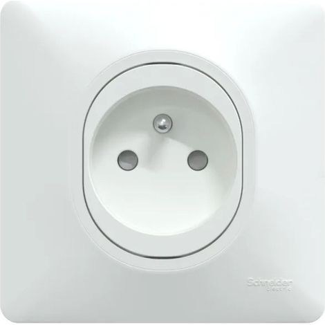 Schneider Electric – Prise de courant encastrée 2P+T 16A blanche – Plaque de finition avec connexion automatique – Indice de protection IP21D – Homologuée NF