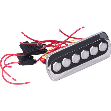 Interrupteur 12 V 20 A en fibre de carbone, panneau IP66, bouton-poussoir, LED bleue et rouge, modification pour yacht/camping-car (1/5)