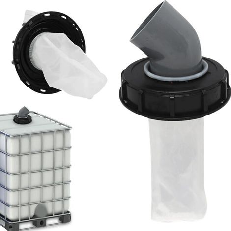 Couvercle flexible à collet coudé pour conteneurs IBC (DN 150), avec sac filtrant pour eau de pluie, angle d’inclinaison de 45°, protection optimale de la qualité de l’eau, diamètre 163 mm (1/4)