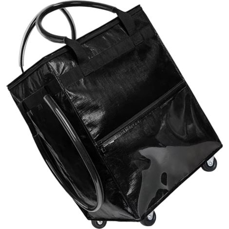 Sac de Roulettes Polyester Imperméable Compact Folding avec Roues et Sac à Dos pour Voyage Roulant Shopping Camping Trolley Cart Noir Capacité 42cm (1/5)