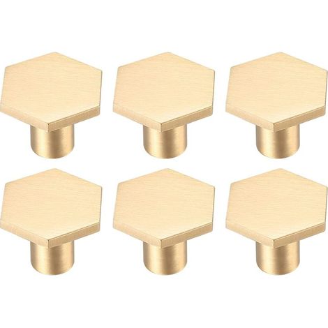 GDHZS- 6 Pièces de Portes, Boutons Armoire , Boutons de Meuble Doré, Boutons de Tiroir de Commode, Hexagonal Monotrou Poignée pour Cuisine, Bureau, Placard (25 17MM) (1/5)