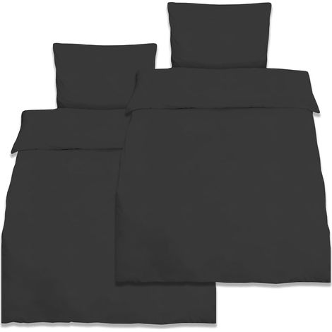 2er Set Renforcé Bettwäsche Set Julie, 155x220cm, 2tlg., Schwarz