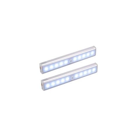 Lampe Detecteur De Mouvement Interieur, Lot De 2 Lampe 10 LED Sans Fil, Lampe Rechargeable USB Détecteurs De Mouvement Avec Magnétisme, Pour Armoires