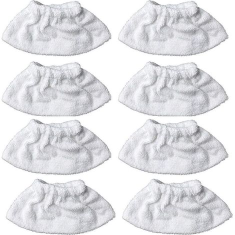8 articles,Nettoyage à la vapeur en microfibre pour la buse manuelle, ensemble de chiffons éponge, housse en coton éponge, compatible avec la plupart des Nettoyeur à vapeur (Blanc) (1/4)