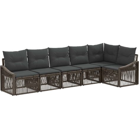 vidaXL Set Divano da Giardino 6 pcs Grigio polyrattan