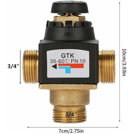 NALOOKAMIC Mitigeur thermostatique pour chauffe-eau solaire en laiton ¨¤ filetage male 3 voies DN20, mitigeur thermostatique (1/3)