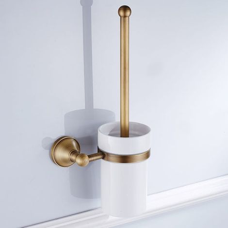 Ensemble de porte-brosse de toilette mural en laiton, style européen, luxueux, en bronze antique (SKU produit : 95503971  SKU Offre : 10103074) (1/5)