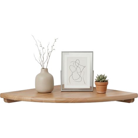 Relaxdays Eckregal, HxBxT: 3 x 30 x 30 cm, Walnussholz, Wohnzimmer, Deko, Traglast: 5 kg, Bücherregal hängend, natur