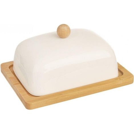 Butterdose, Porzellan, Bambus, weiß (1/5)