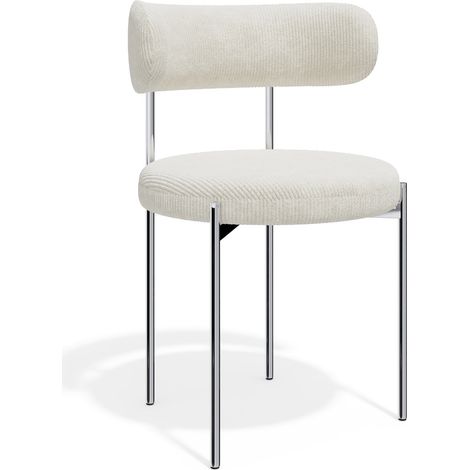 Lot de 2 chaises en velours côtelé crème MUSE (1/5)