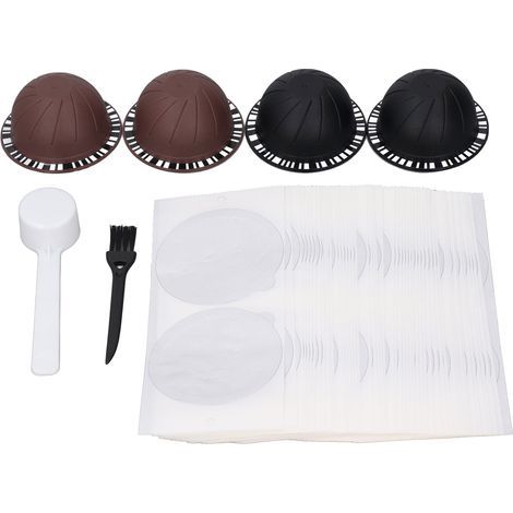Couvercles Autocollants pour Capsules de café en Papier D'aluminium, pour Dosettes Réutilisables, 100 Pièces avec 4 Capsules Rechargeables. (1/5)