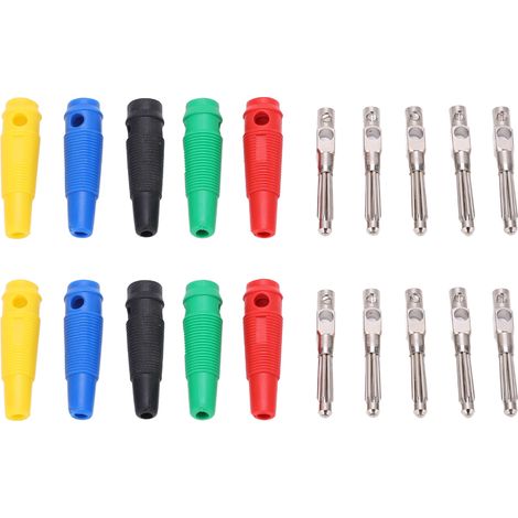 10 Pièces Connecteurs Banane 4mm 7 Broches 1000V 32A, Prise Mâle Empilable avec Gaine Souple pour Câble Audio (1/5)