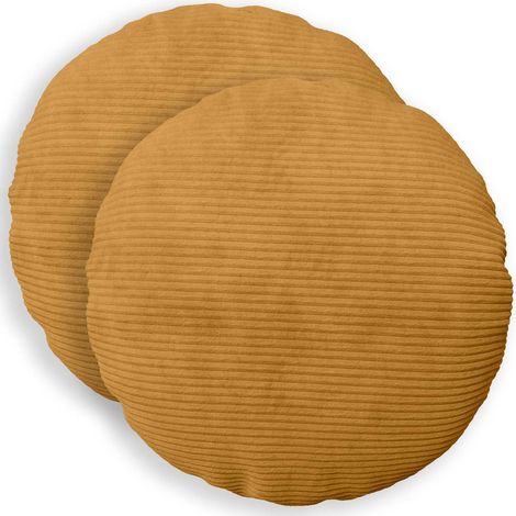 Funda de almohada 2 pcs HEERLEN Amarillo Ø 50 cm pana vidaXL (1/5)