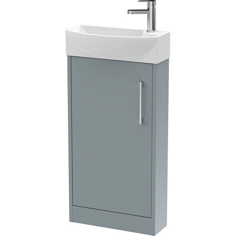 Hudson Reed Juno Compact LH Floor Standing Vanity Unit and Basin 440mm Wide - Coastal Grey (1/5)
