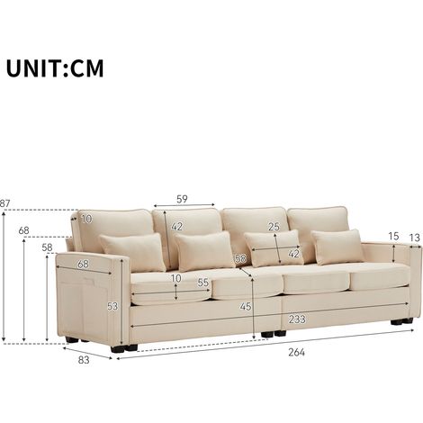 Modulares Sofa aus Stoff in Beige 264 x 83 x 87 cm HOMAIRE (1/5)