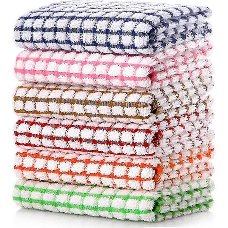 Torchons de cuisine en coton, 40 x 63 cm, lot de 6, pour sécher (1/5)