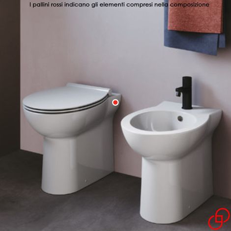 WC Filo Muro FAST - Installazione a Terra - Vaso Senza Brida - Con Sedile Coprivaso Tecnologia Soft Close - In Ceramica (1/4)