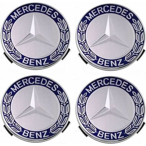 Enjoliveurs et jantes Cache-moyeu compatible avec Mercedes - Benz 75 mm - bleu, lot de 4 (1/3)