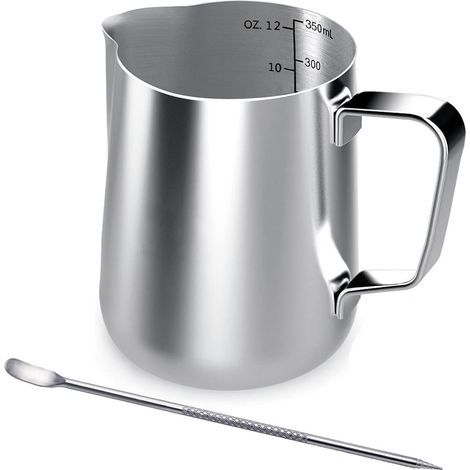 Vakuum-Pot à lait en acier inoxydable, 350ml à main levée Café Pot à lait, Lait Pichet (1/5)