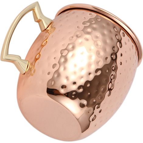 Moscow Mule Becher mit Edelstahlgriff, 550 ml, gehämmert, ideal für kreative Cocktailbars. (1/5)