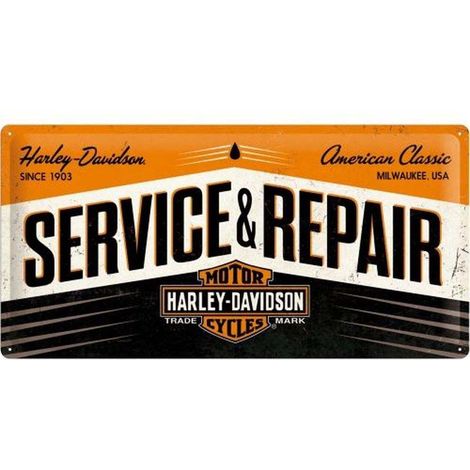 Plaque décorative en métal en relief 50 x 25 cm Harley Davidson Service et Repair