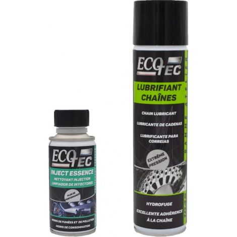 Pack entretien moto (Lubrifiant chaîne moto 400ml Nettoyant injecteur essence 150ml) - ECOTEC