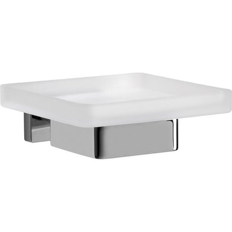 Inda - Wandmontierte Seifenschale Lea Chrom glänzend mit satiniertem Glasbecken