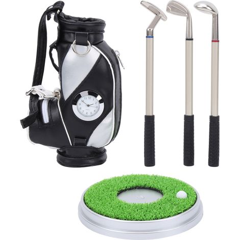 Stylo de golf de bureau avec 3 stylos bille et étui mini en alliage de zinc, support inclus - Noir Argenté (1/5)