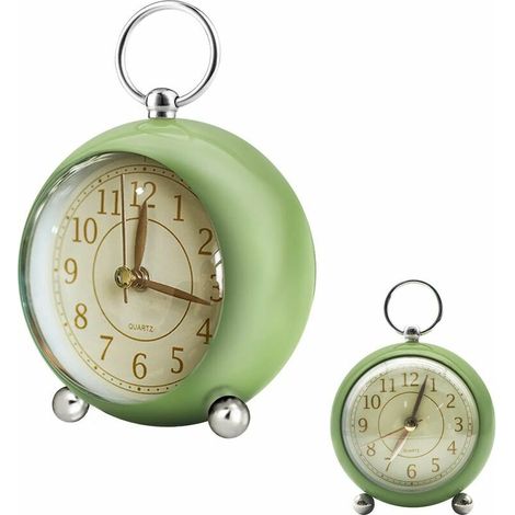 royaluxe - Réveil analogique rétro - Double Cloche - avec Sonnette sans tic-tac - Vintage - Fonctionnement à Piles - Horloge de Table à Quartz - avec veilleuse - pour Enfant - pour Un Sommeil Profond (1/2)