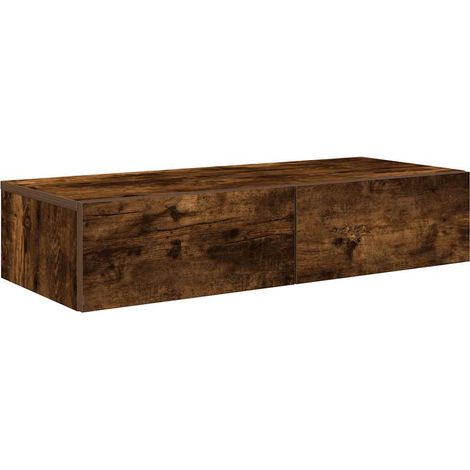 Maison Exclusive - Wandregal mit Schubladen Räuchereiche 80x33x17