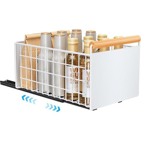 Organisateur adhésif de rangement de cuisine, tiroir coulissant de cuisine, tiroir d'armoire coulissant avec bac de drainage amovible L (1/4)
