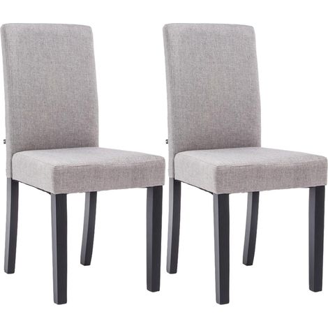 Lot de 2 chaises de salle à manger design moderne en tissu gris clair et pieds en bois noir 100001558 (1/5)
